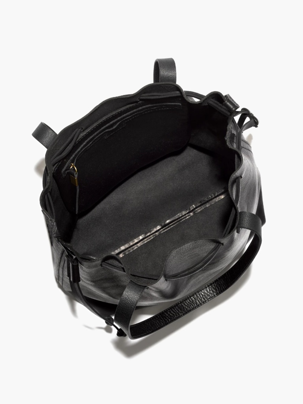 Madewell 100% Leather Black Drawstring Transport Tote - Picture 2 of 8